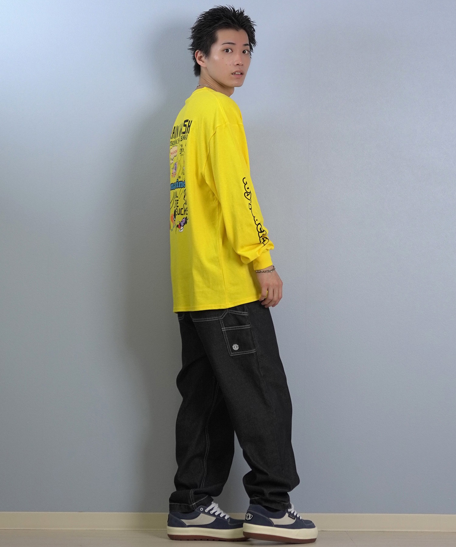 TOY MACHINE トイマシーン 長袖 Tシャツ ロンT メンズ バックプリント 袖プリント ロゴ オーバーサイズ MTMFFLT2(WHITE-M)