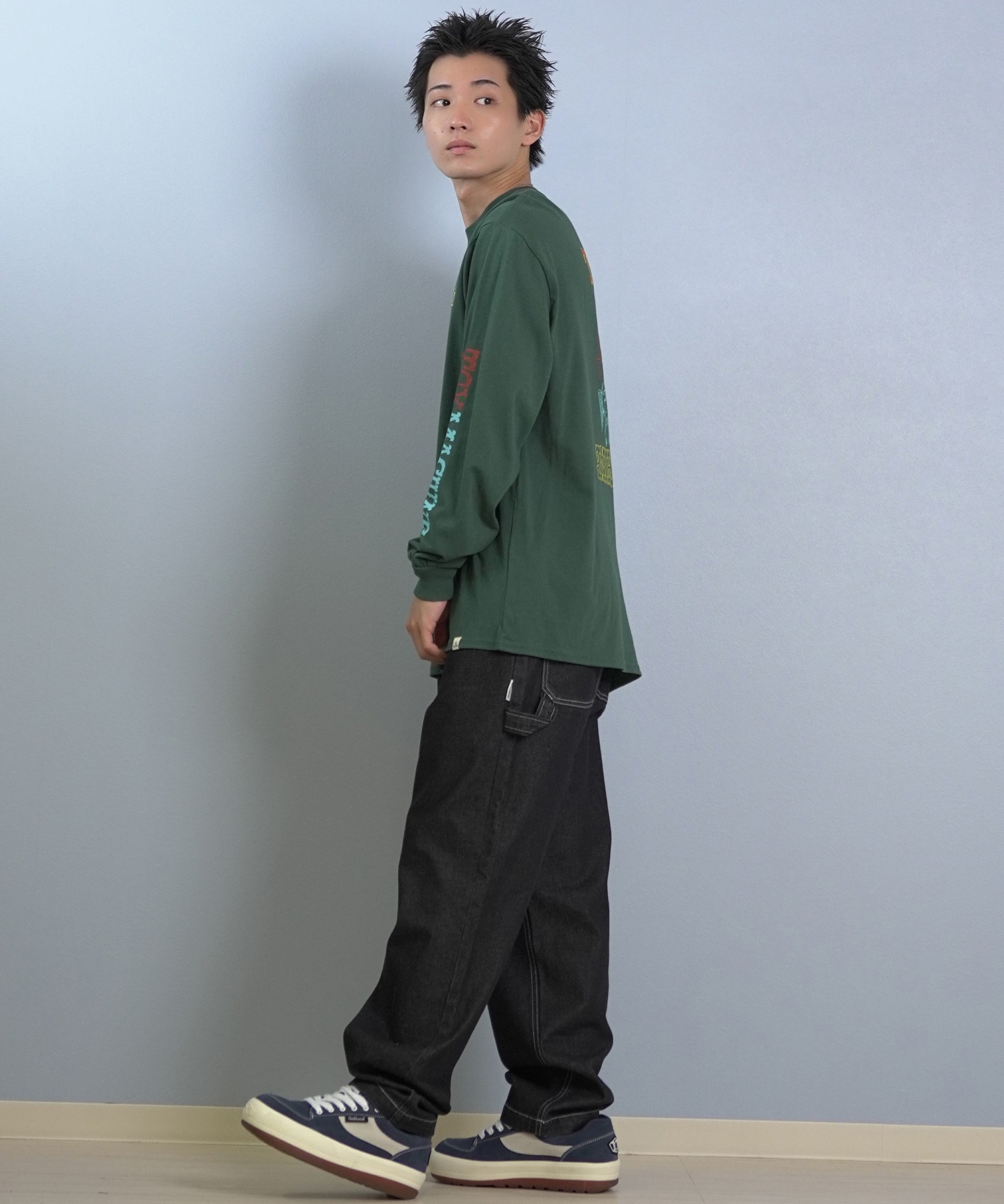 TOY MACHINE トイマシーン 長袖 Tシャツ ロンT メンズ バックプリント 袖プリント ロゴ オーバーサイズ MTMFFLT3(WHITE-M)