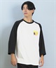 TOY MACHINE トイマシーン 七分 長袖 Tシャツ ロンT メンズ ラグラン バックプリント ロゴ オーバーサイズ MTMFFLT4(WHT3-M)