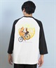 TOY MACHINE トイマシーン 七分 長袖 Tシャツ ロンT メンズ ラグラン バックプリント ロゴ オーバーサイズ MTMFFLT4(WHT3-M)
