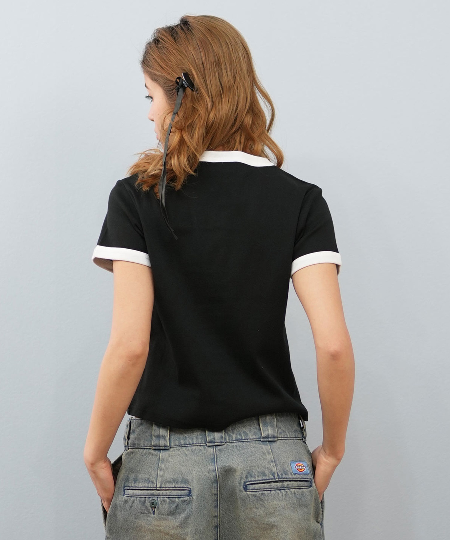 TOY MACHINE トイマシーン 半袖 Tシャツ レディース リンガーシャツ クロップド丈 MTMSFST13 ムラサキスポーツ限定(WHITE-M)