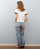 TOY MACHINE トイマシーン 半袖 Tシャツ レディース リンガーシャツ クロップド丈 MTMSFST13 ムラサキスポーツ限定(WHITE-M)