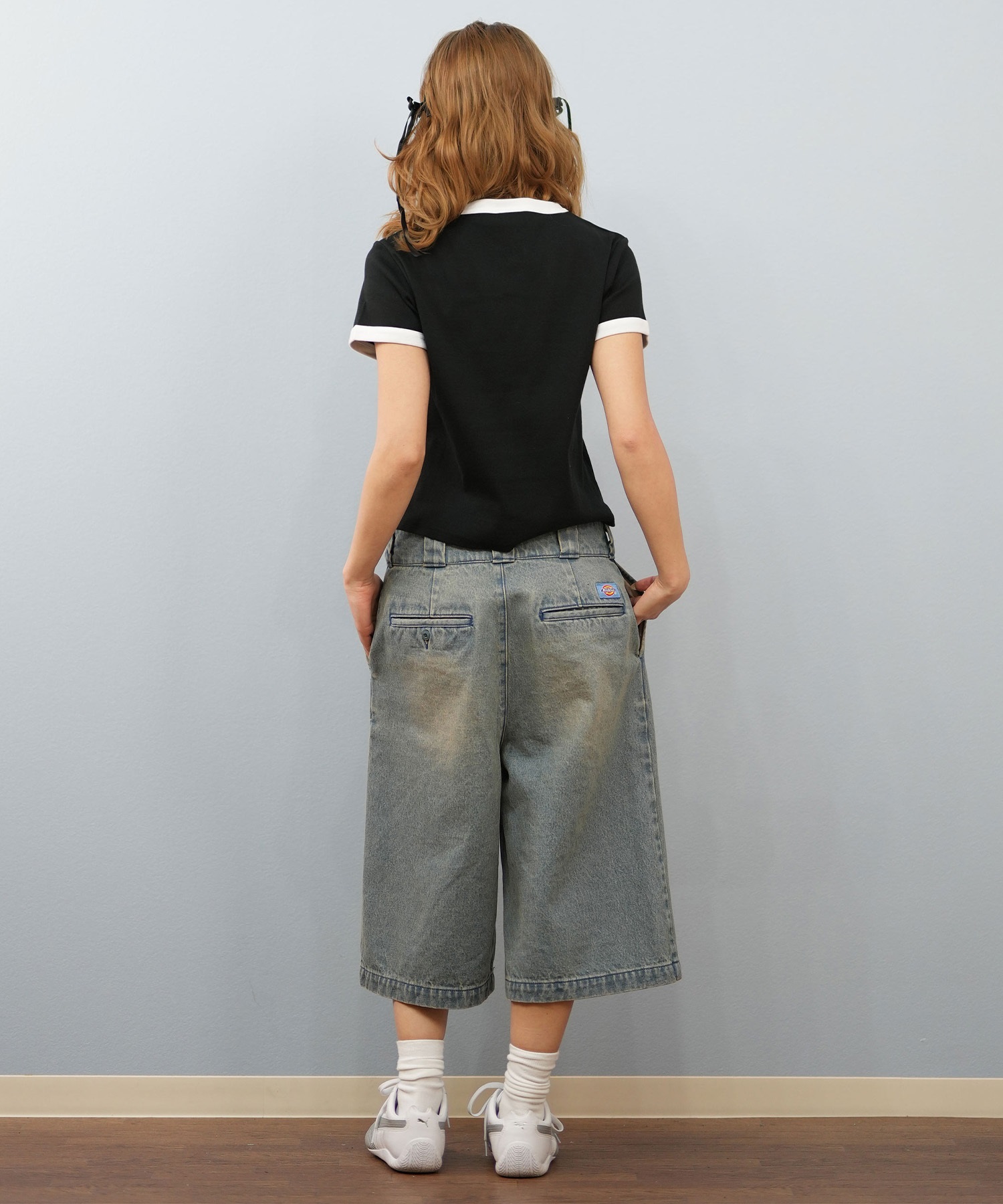 TOY MACHINE トイマシーン 半袖 Tシャツ レディース リンガーシャツ クロップド丈 MTMSFST13 ムラサキスポーツ限定(WHITE-M)