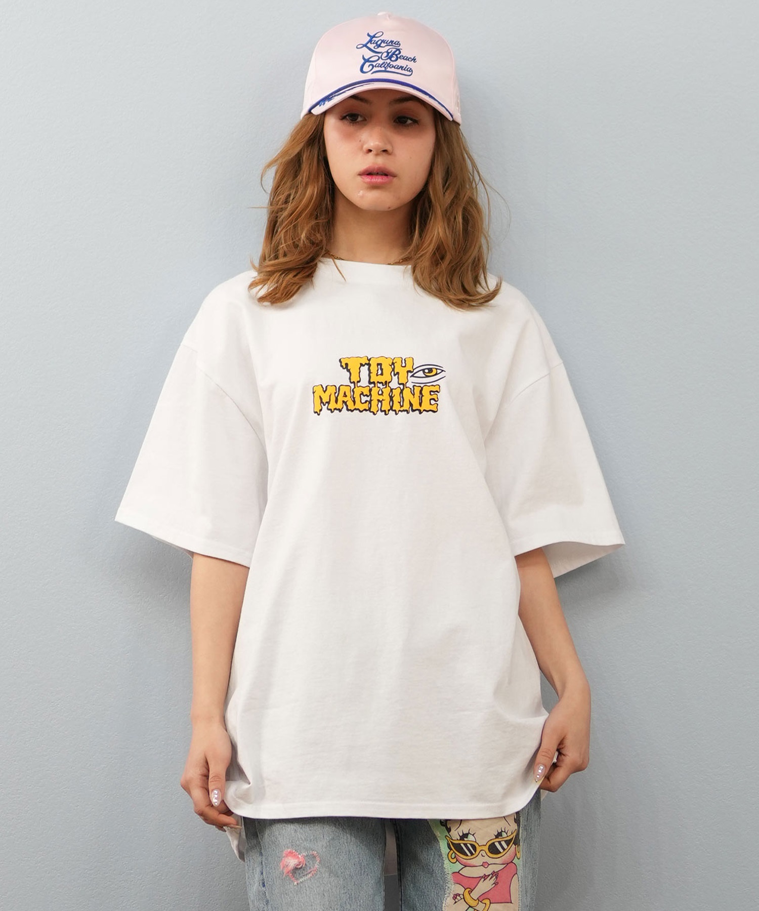 TOY MACHINE トイマシーン 半袖 Tシャツ レディース バックプリント オーバーサイズ MTMSFST14 ムラサキスポーツ限定(WHITE-M)