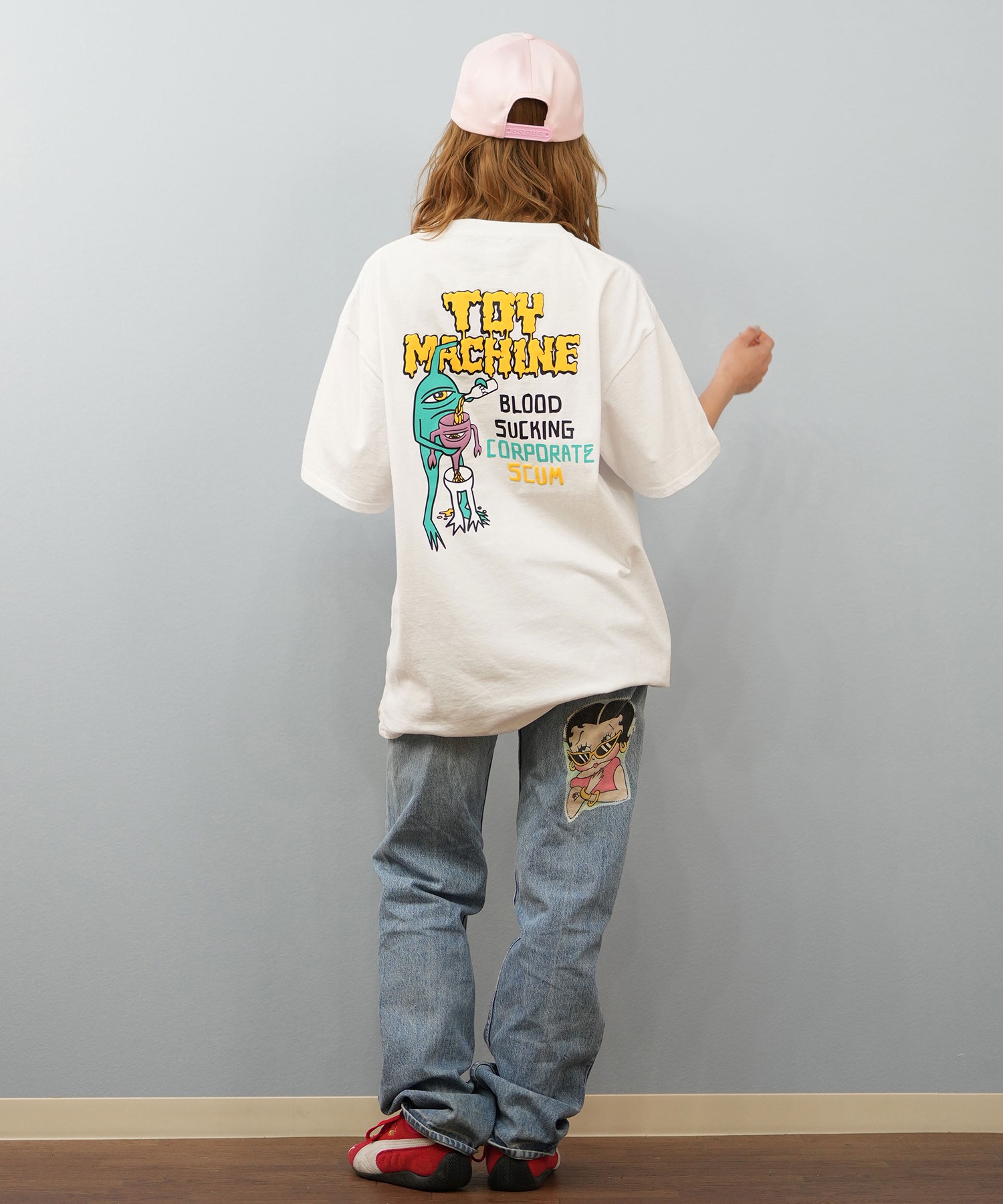 TOY MACHINE トイマシーン 半袖 Tシャツ レディース バックプリント オーバーサイズ MTMSFST14 ムラサキスポーツ限定(WHITE-M)