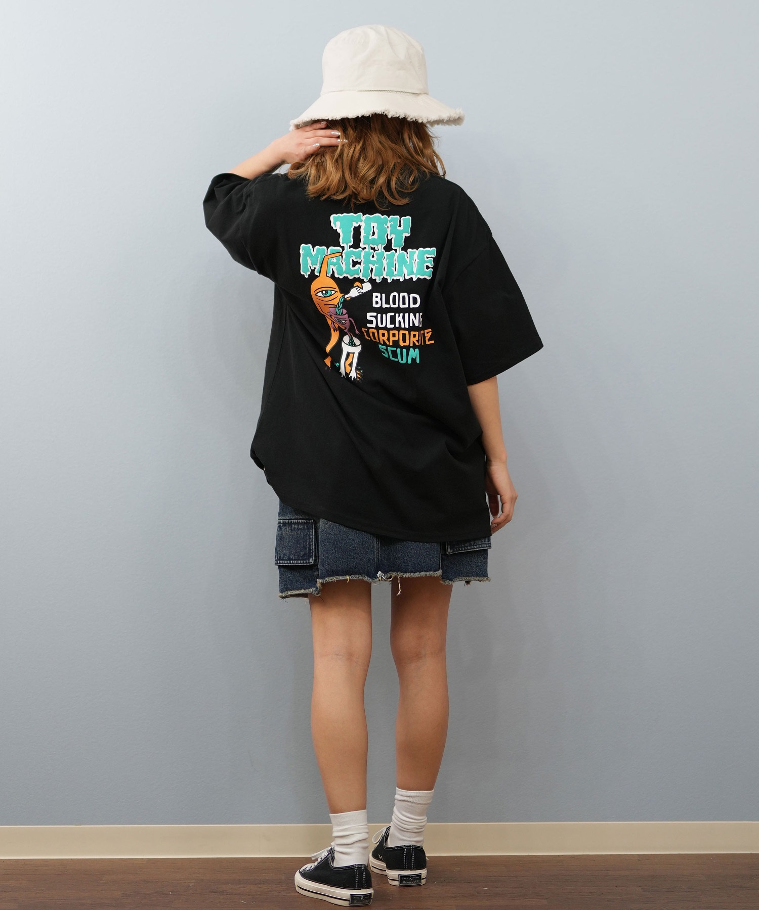 TOY MACHINE トイマシーン 半袖 Tシャツ レディース バックプリント オーバーサイズ MTMSFST14 ムラサキスポーツ限定(WHITE-M)