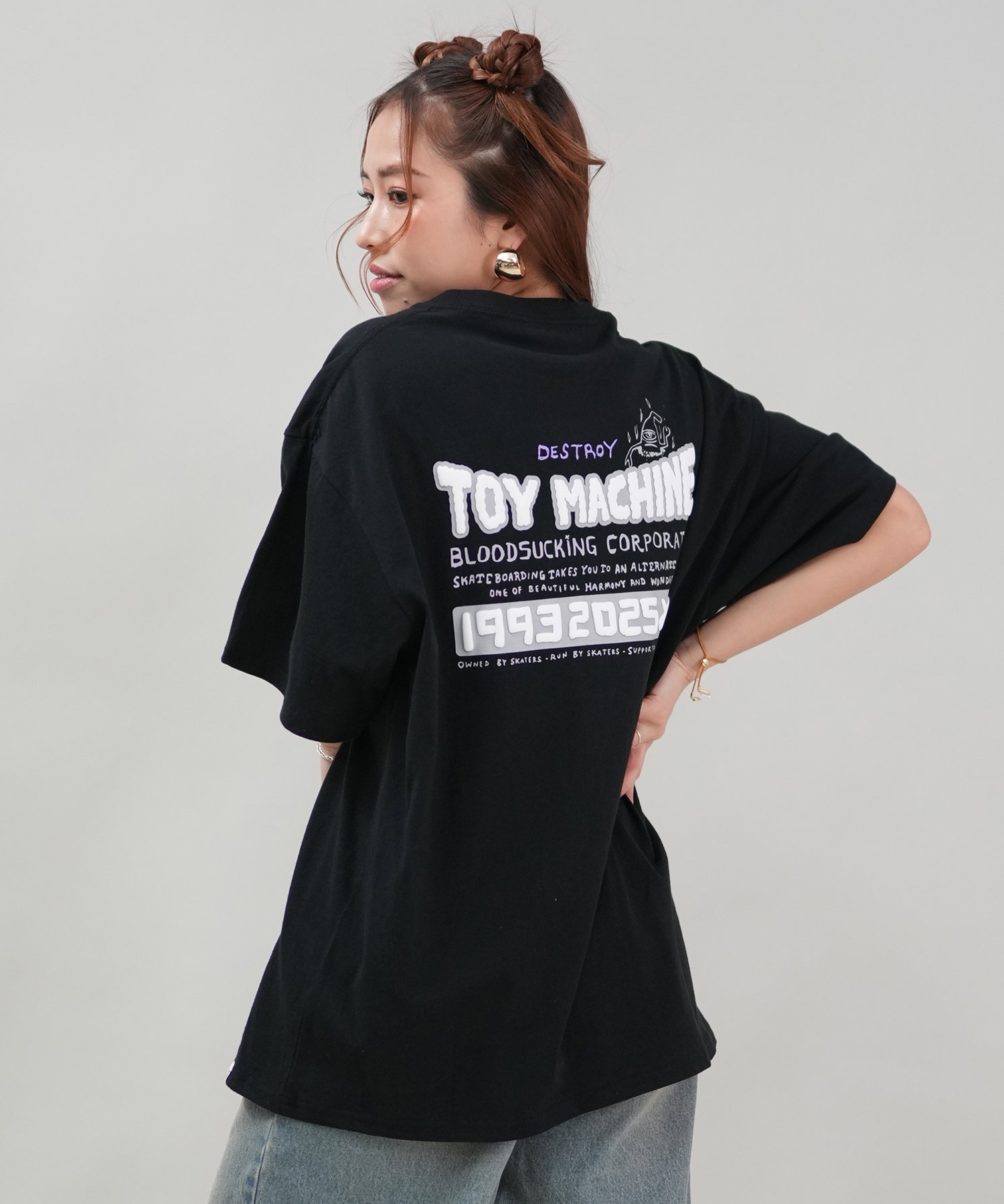 LGB MANIAC CORP. 拳銃プリント Tシャツ サイズ0 TOY MACHINE トイマシーン 半袖 Tシャツ レディース バックプリント