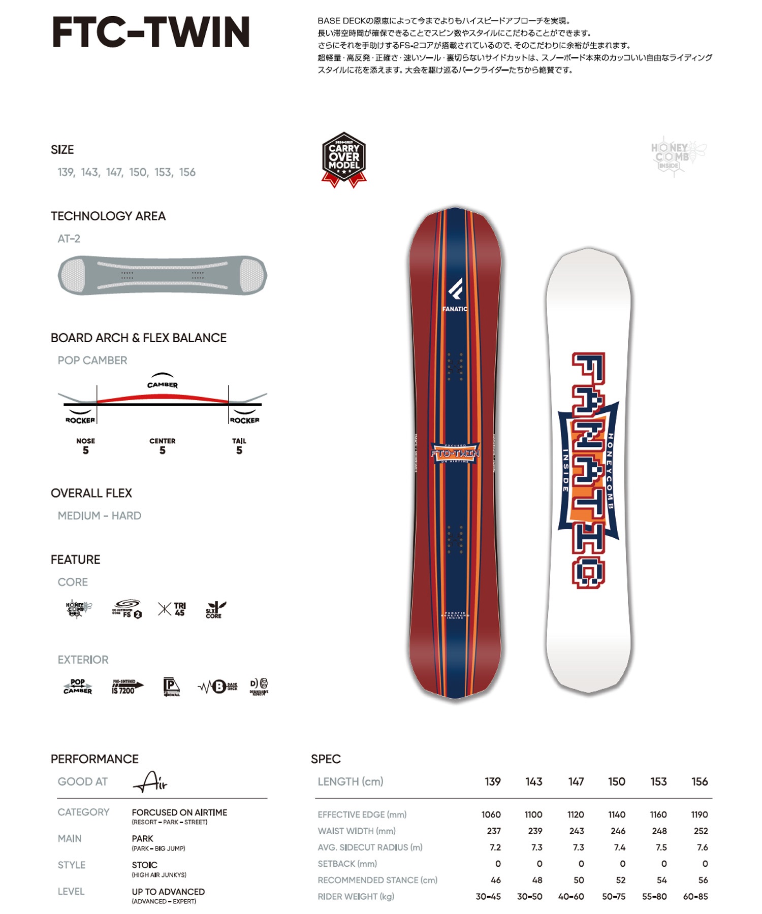 fanatic - FTC TWIN FNTC　ファナティック　カバー付き　ホットワックス済み 24-25モデル . FANATIC .『 FTC TWIN 』. ファナティック