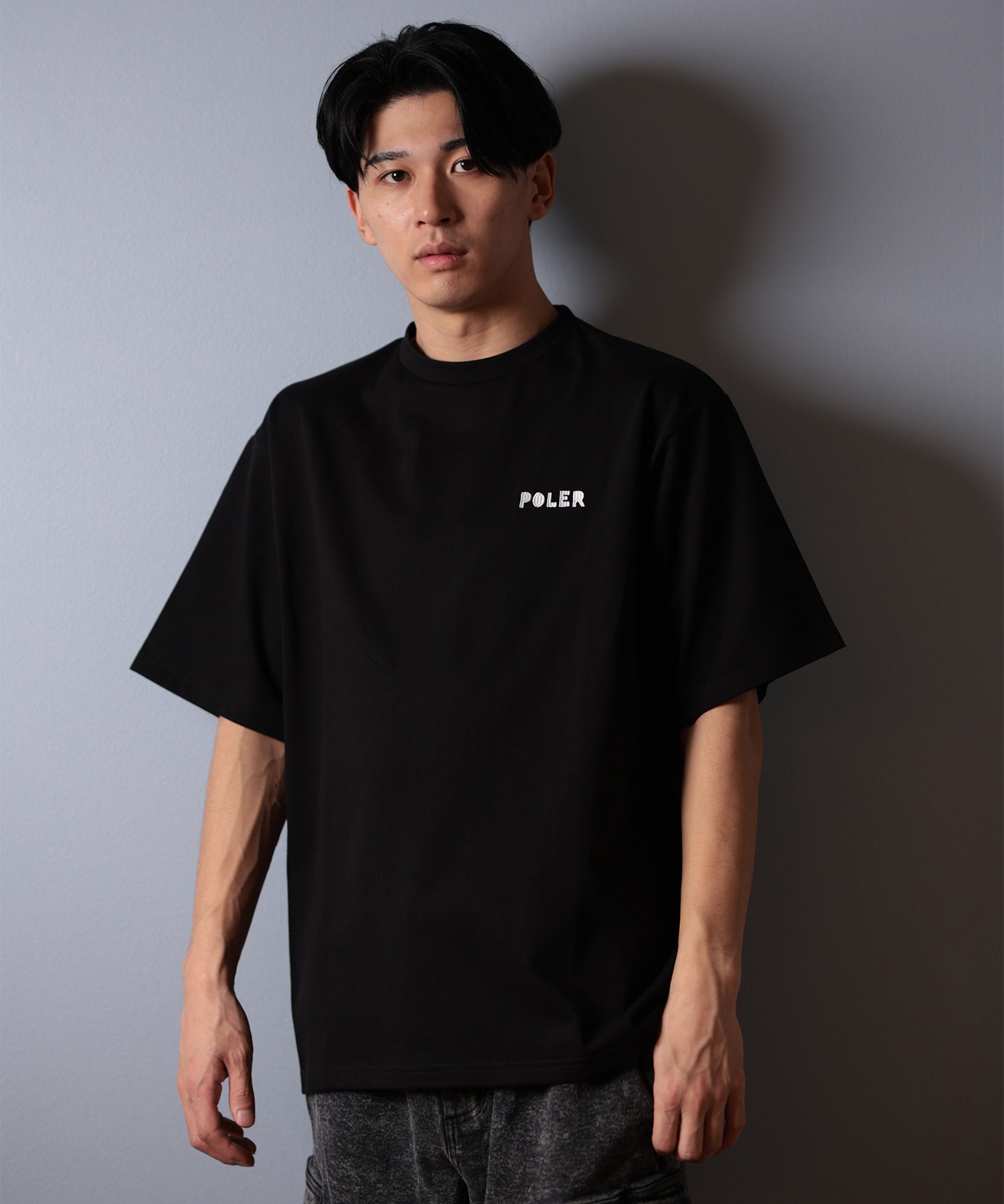 POLER ポーラー 半袖 Tシャツ メンズ ビッグシルエット 吸湿速乾 259MCV0017 ムラサキスポーツ限定(BLACK-M)