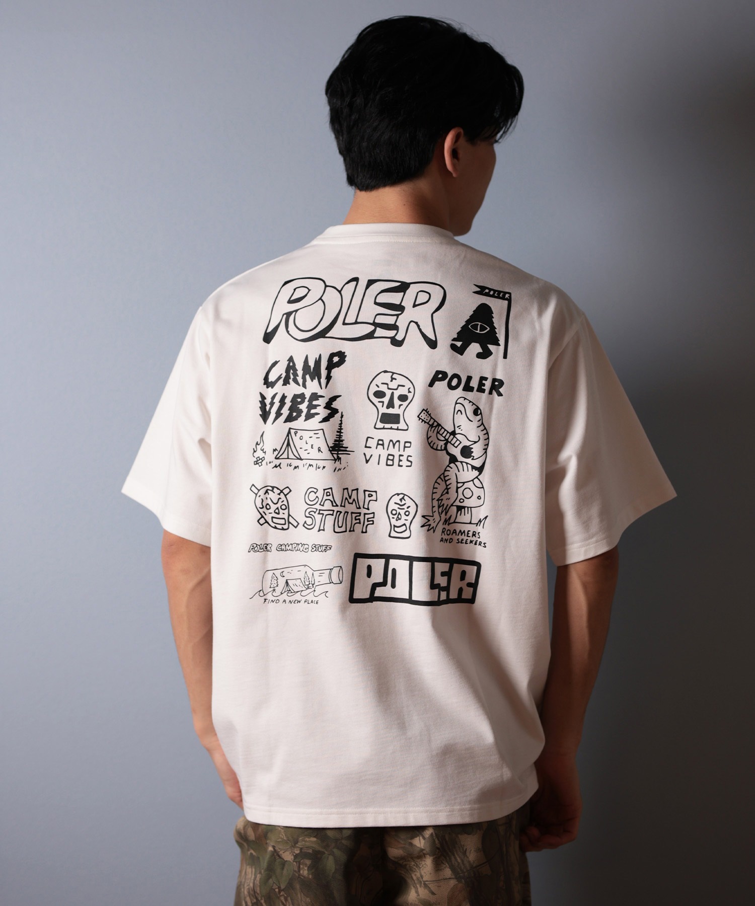 POLER ポーラー 半袖 Tシャツ メンズ ビッグシルエット 吸湿速乾 259MCV0017 ムラサキスポーツ限定(BLACK-M)