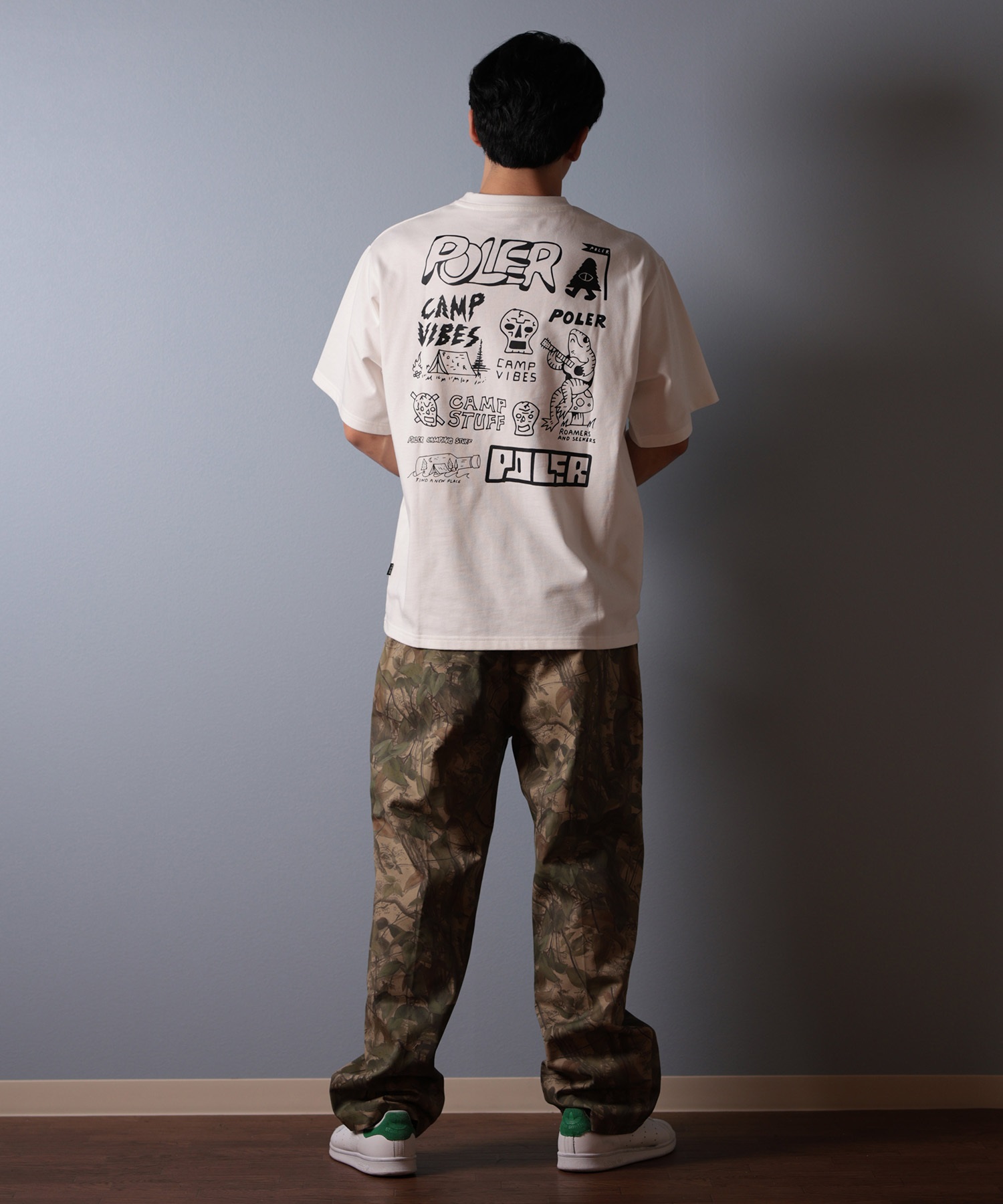 POLER ポーラー 半袖 Tシャツ メンズ ビッグシルエット 吸湿速乾 259MCV0017 ムラサキスポーツ限定(BLACK-M)