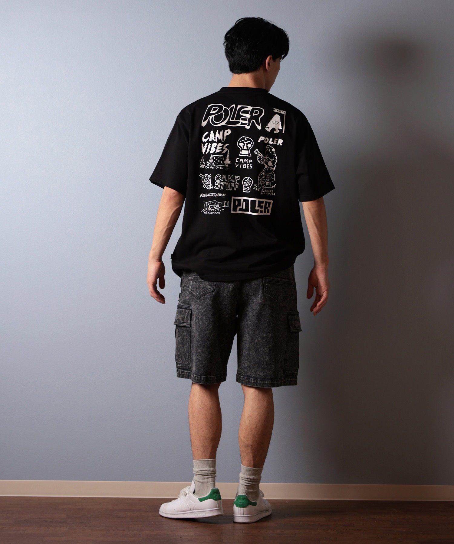 POLER ポーラー 半袖 Tシャツ メンズ ビッグシルエット 吸湿速乾 259MCV0017 ムラサキスポーツ限定(BLACK-M)