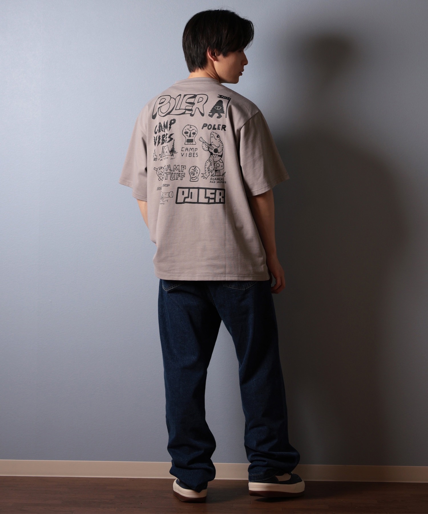 POLER ポーラー 半袖 Tシャツ メンズ ビッグシルエット 吸湿速乾 259MCV0017 ムラサキスポーツ限定(BLACK-M)