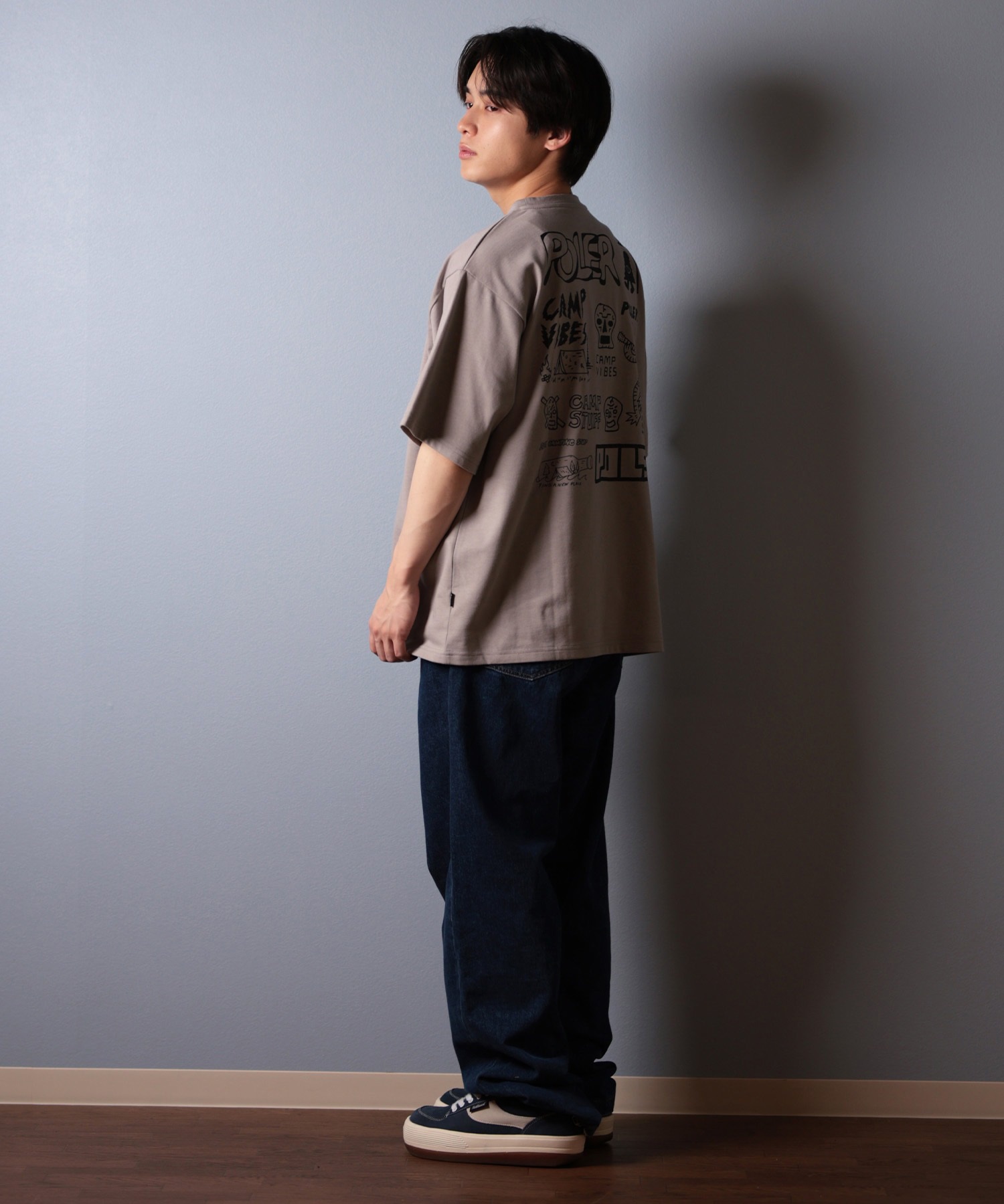 POLER ポーラー 半袖 Tシャツ メンズ ビッグシルエット 吸湿速乾 259MCV0017 ムラサキスポーツ限定(BLACK-M)