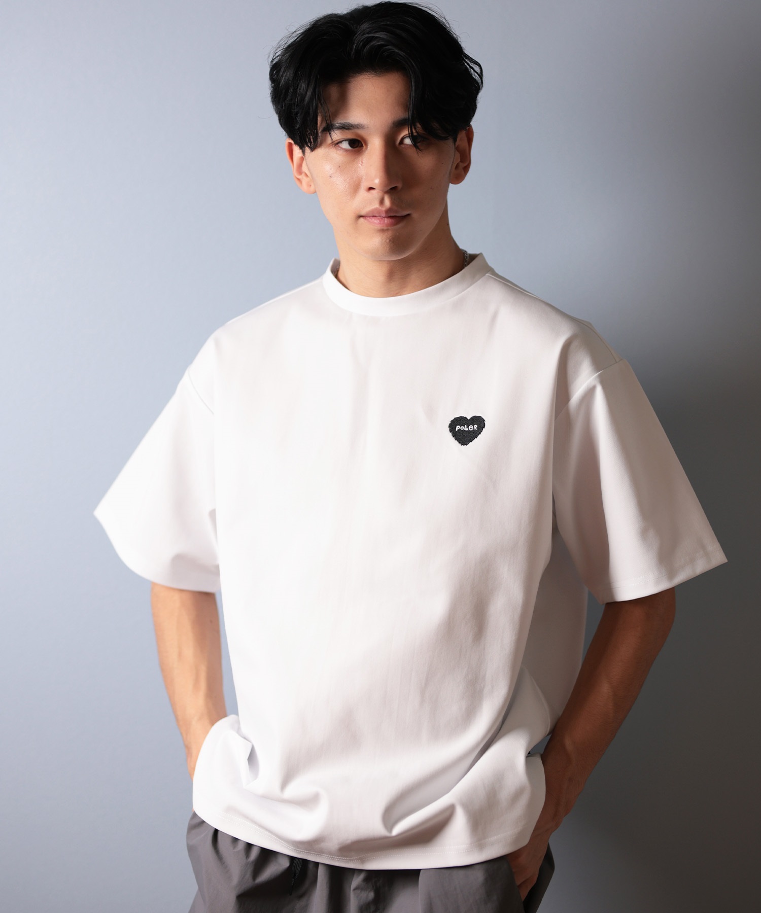 POLER ポーラー 水着 ラッシュガード 半袖 Tシャツ メンズ バックプリント 水陸両用 UVカット 259MCV0020 ムラサキスポーツ限定(WHT-M)