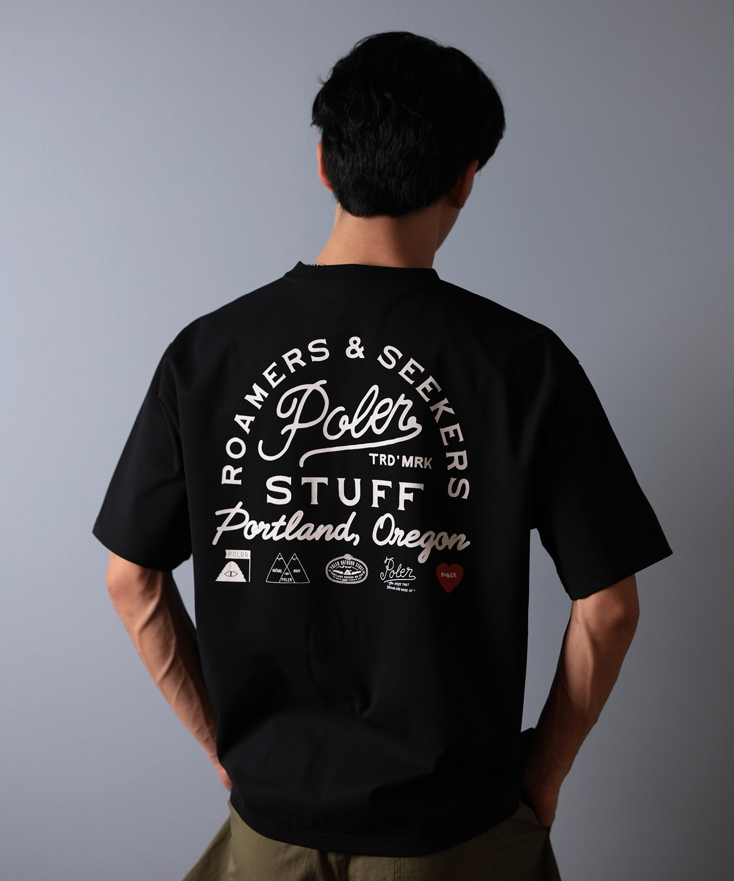 POLER ポーラー 水着 ラッシュガード 半袖 Tシャツ メンズ バックプリント 水陸両用 UVカット 259MCV0020 ムラサキスポーツ限定(WHT-M)