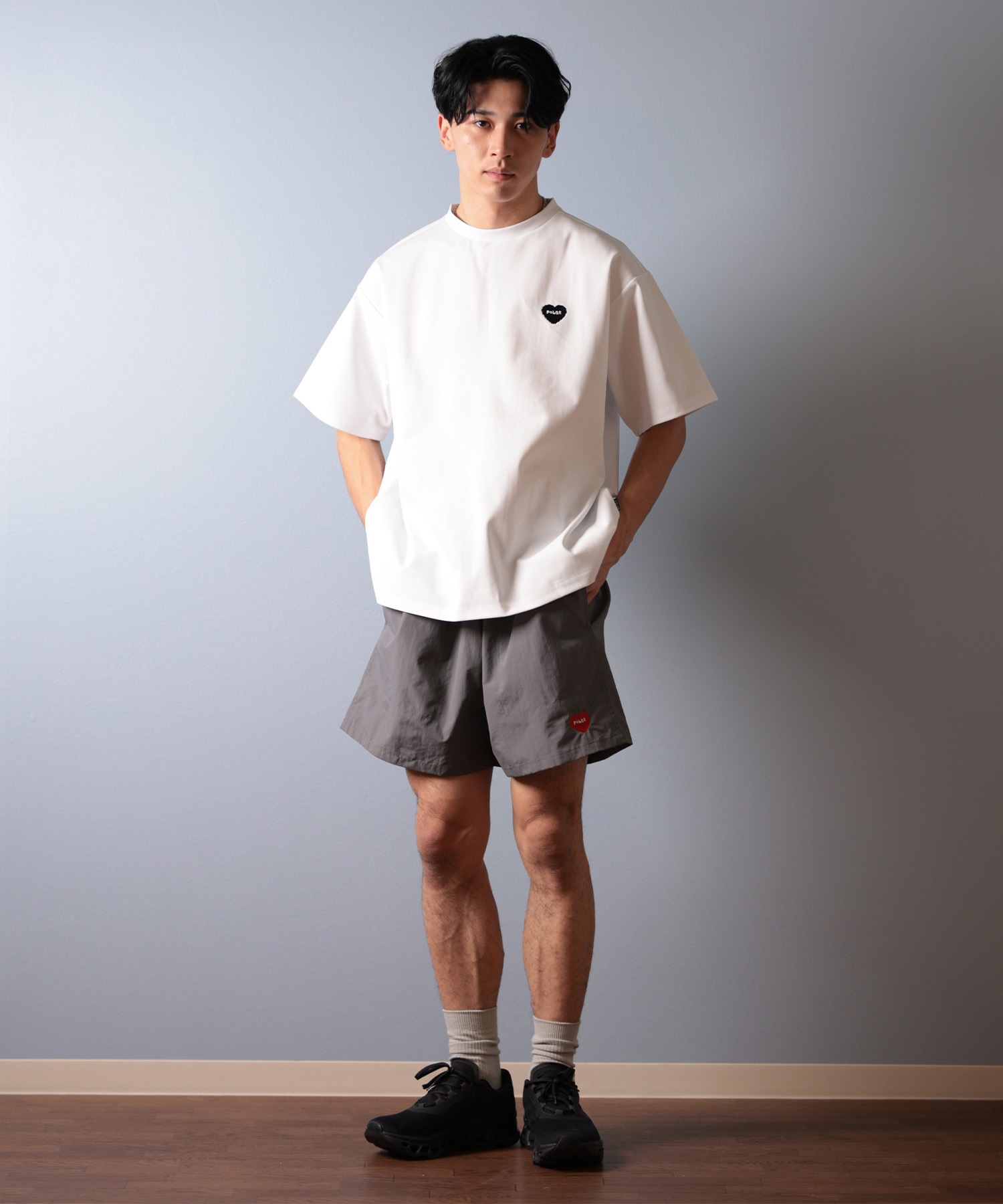 POLER ポーラー 水着 ラッシュガード 半袖 Tシャツ メンズ バックプリント 水陸両用 UVカット 259MCV0020 ムラサキスポーツ限定(WHT-M)