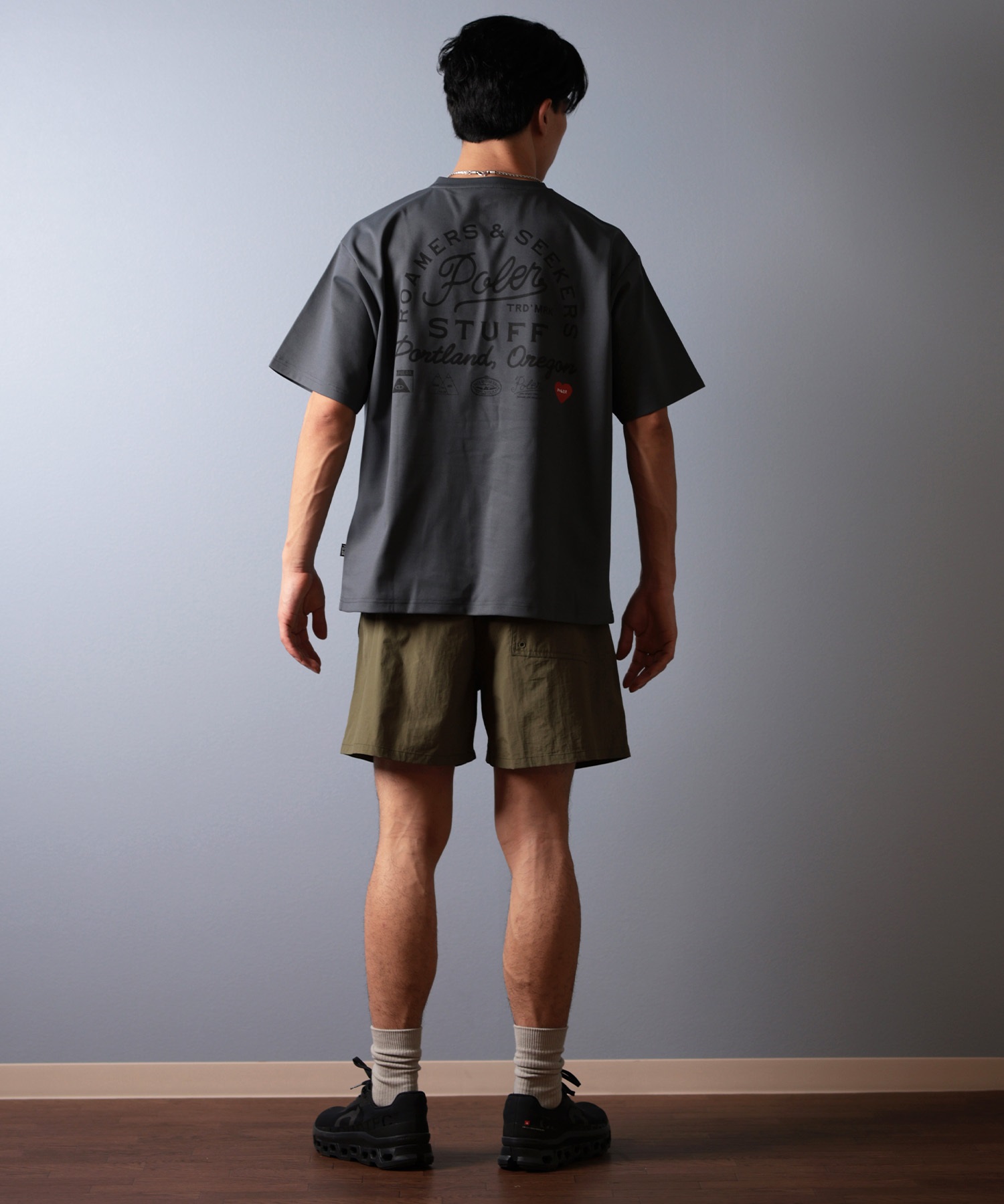 POLER ポーラー 水着 ラッシュガード 半袖 Tシャツ メンズ バックプリント 水陸両用 UVカット 259MCV0020 ムラサキスポーツ限定(WHT-M)