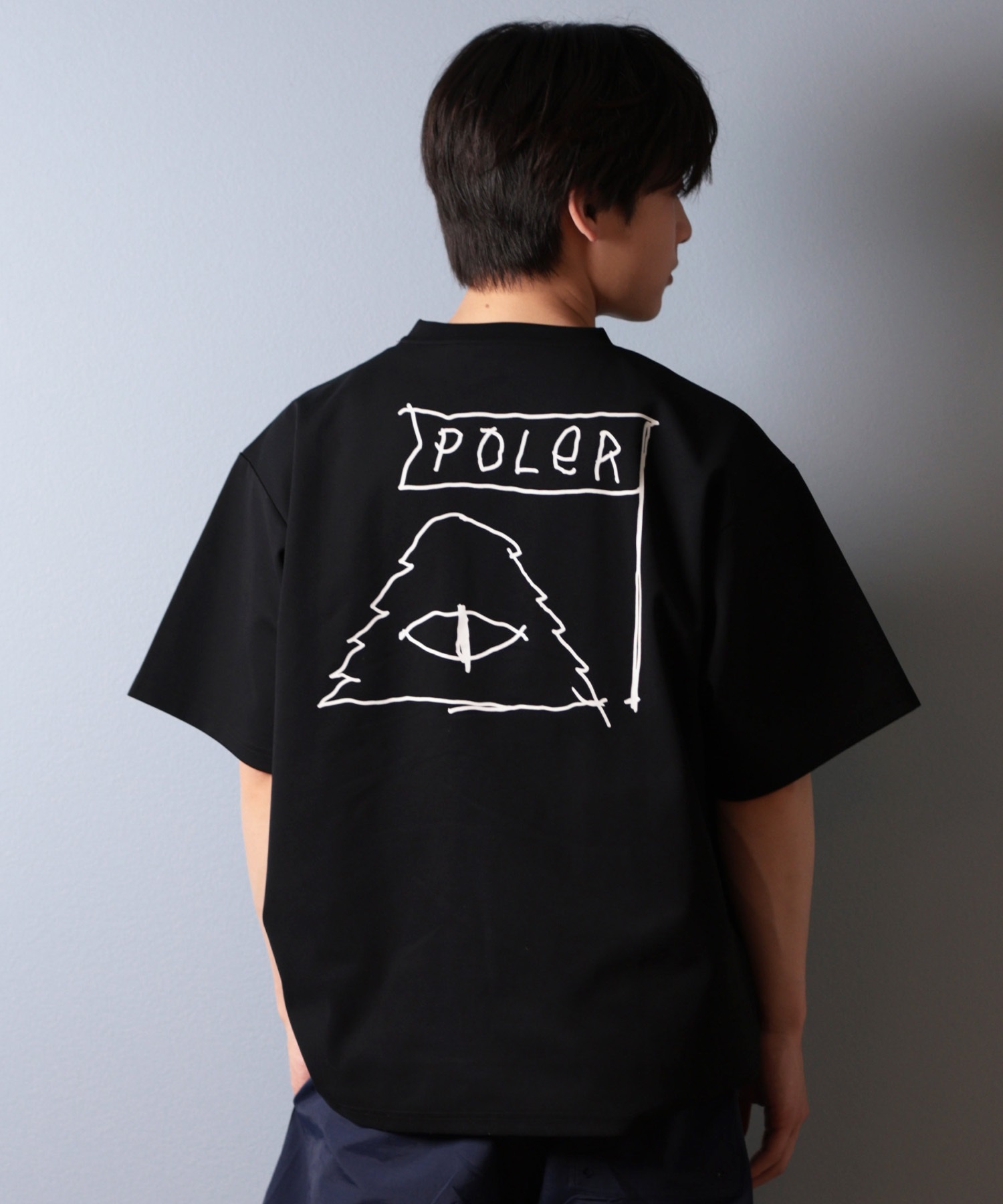 POLER ポーラー 水着 ラッシュガード 半袖 Tシャツ メンズ バックプリント 水陸両用 UVカット 259MCV0021 ムラサキスポーツ限定(WHT-M)