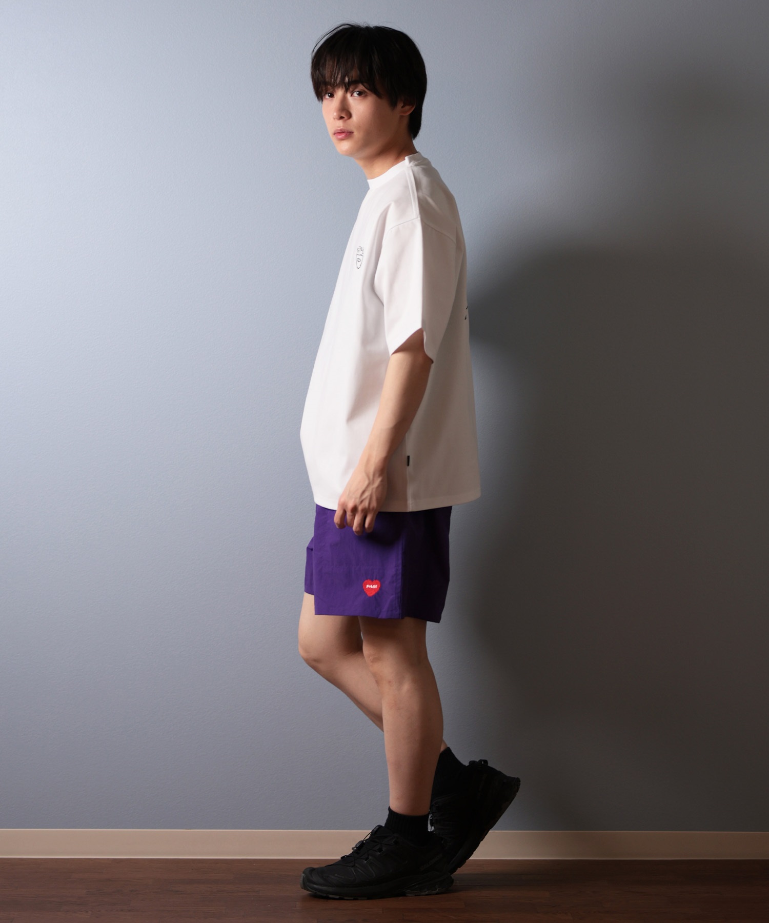 POLER ポーラー 水着 ラッシュガード 半袖 Tシャツ メンズ バックプリント 水陸両用 UVカット 259MCV0021 ムラサキスポーツ限定(WHT-M)