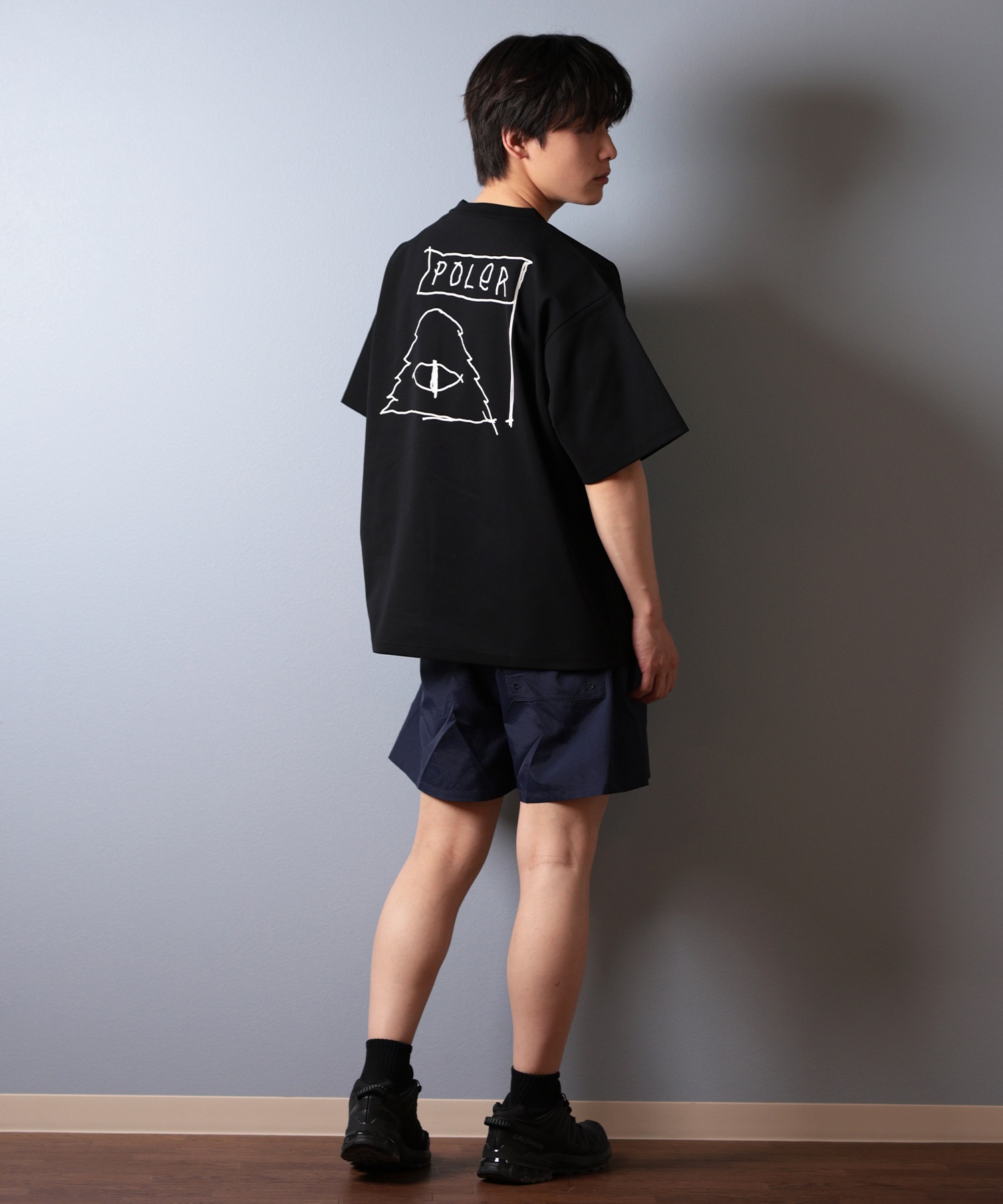 POLER ポーラー 水着 ラッシュガード 半袖 Tシャツ メンズ バックプリント 水陸両用 UVカット 259MCV0021 ムラサキスポーツ限定(WHT-M)