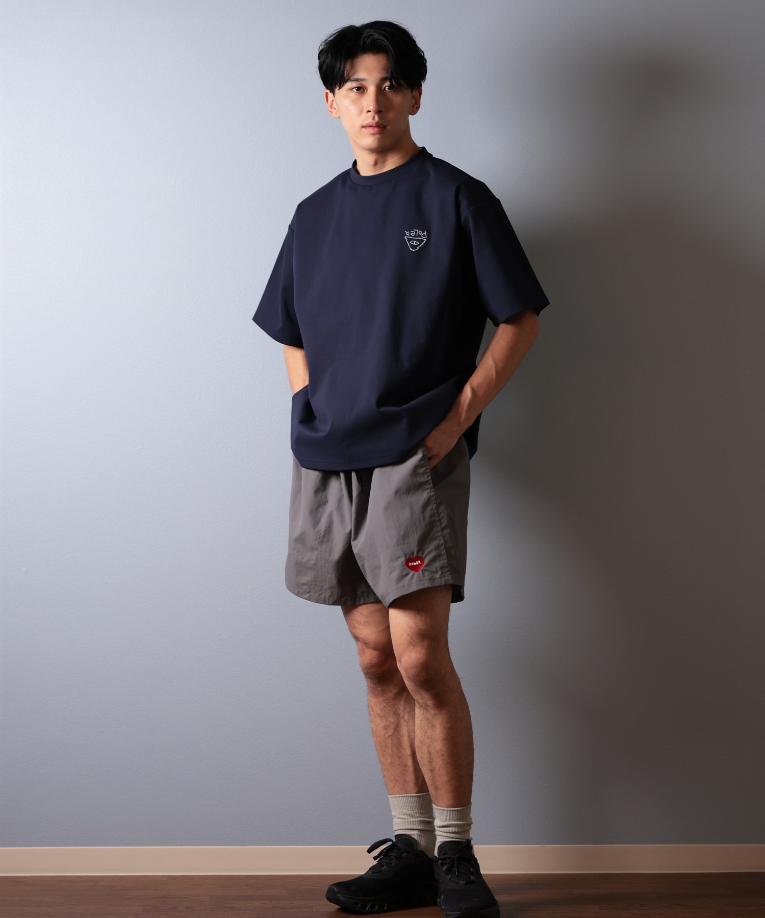 POLER ポーラー 水着 ラッシュガード 半袖 Tシャツ メンズ バックプリント 水陸両用 UVカット 259MCV0021 ムラサキスポーツ限定(WHT-M)