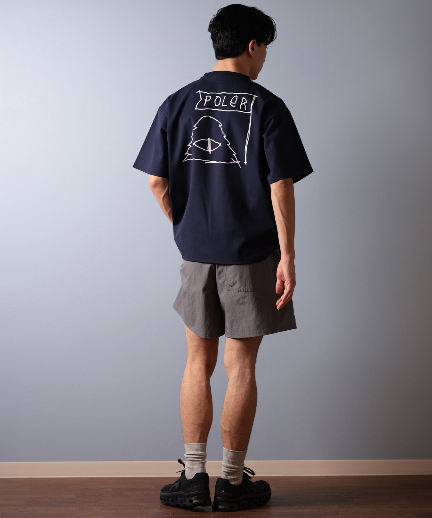 POLER ポーラー 水着 ラッシュガード 半袖 Tシャツ メンズ バックプリント 水陸両用 UVカット 259MCV0021 ムラサキスポーツ限定(WHT-M)