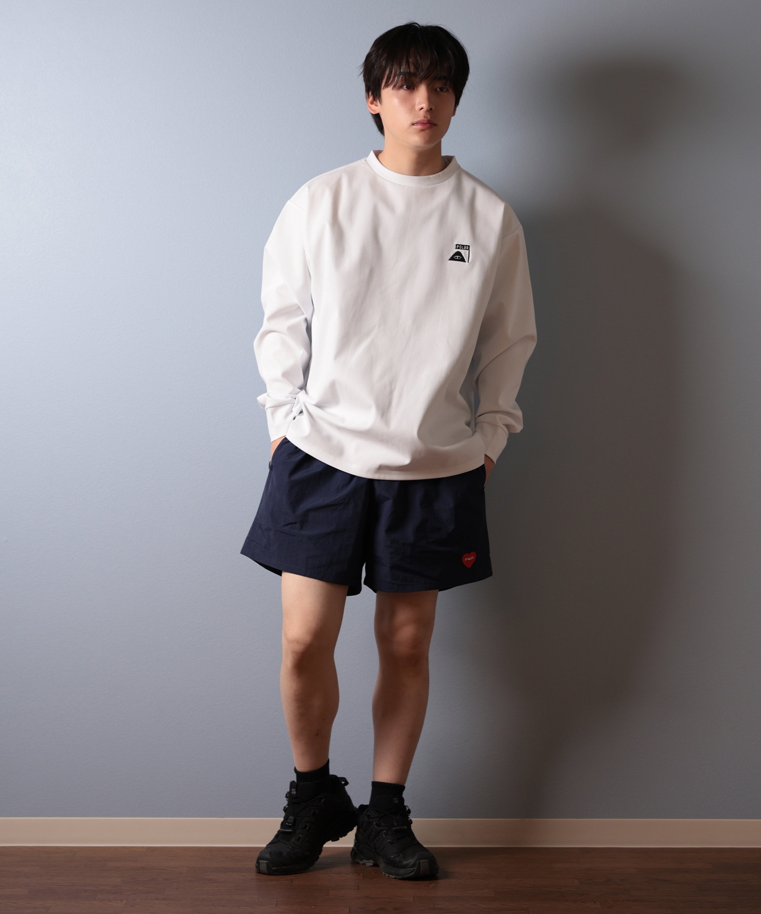 POLER ポーラー 水着 ラッシュガード 長袖 Tシャツ ロンT メンズ バックプリント 水陸両用 UVカット 259MCV0022 ムラサキスポーツ限定(BLK-M)