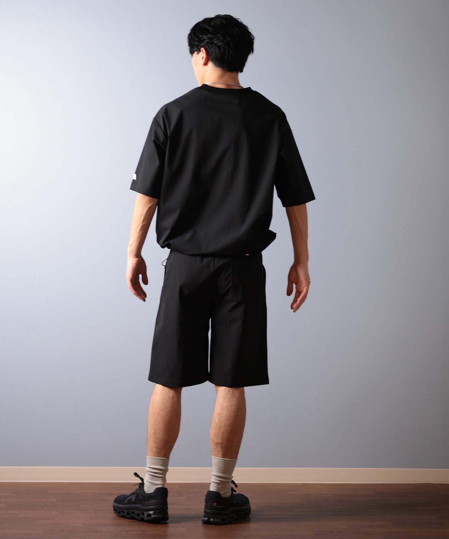 POLER ポーラー 水着 ラッシュガード 半袖 Tシャツ メンズ ワンポイント ロゴ 水陸両用 UVカット セットアップ対応 259MCV0023 ムラサキスポーツ限定(BLK-M)