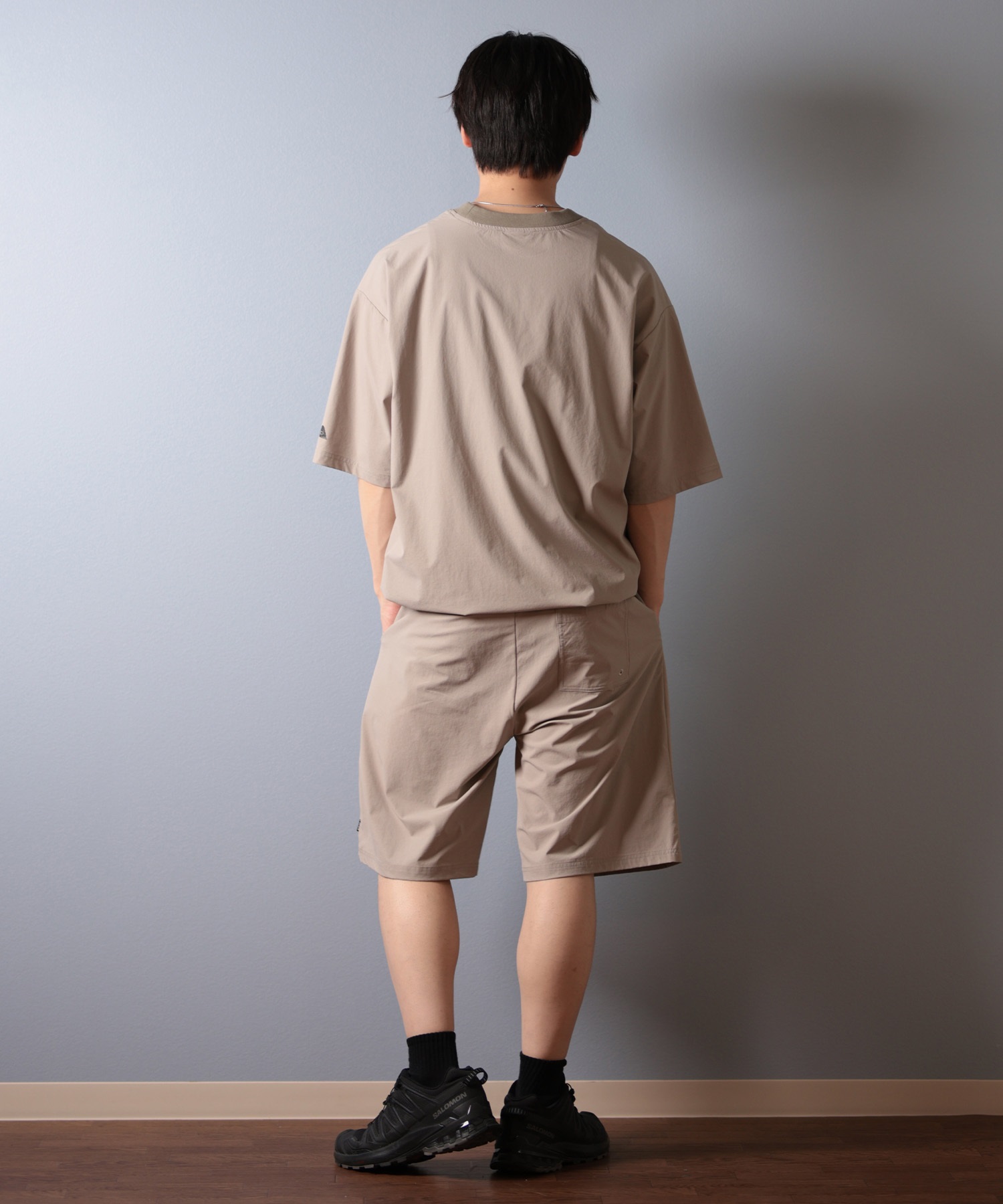 POLER ポーラー 水着 ラッシュガード 半袖 Tシャツ メンズ ワンポイント ロゴ 水陸両用 UVカット セットアップ対応 259MCV0023 ムラサキスポーツ限定(BLK-M)