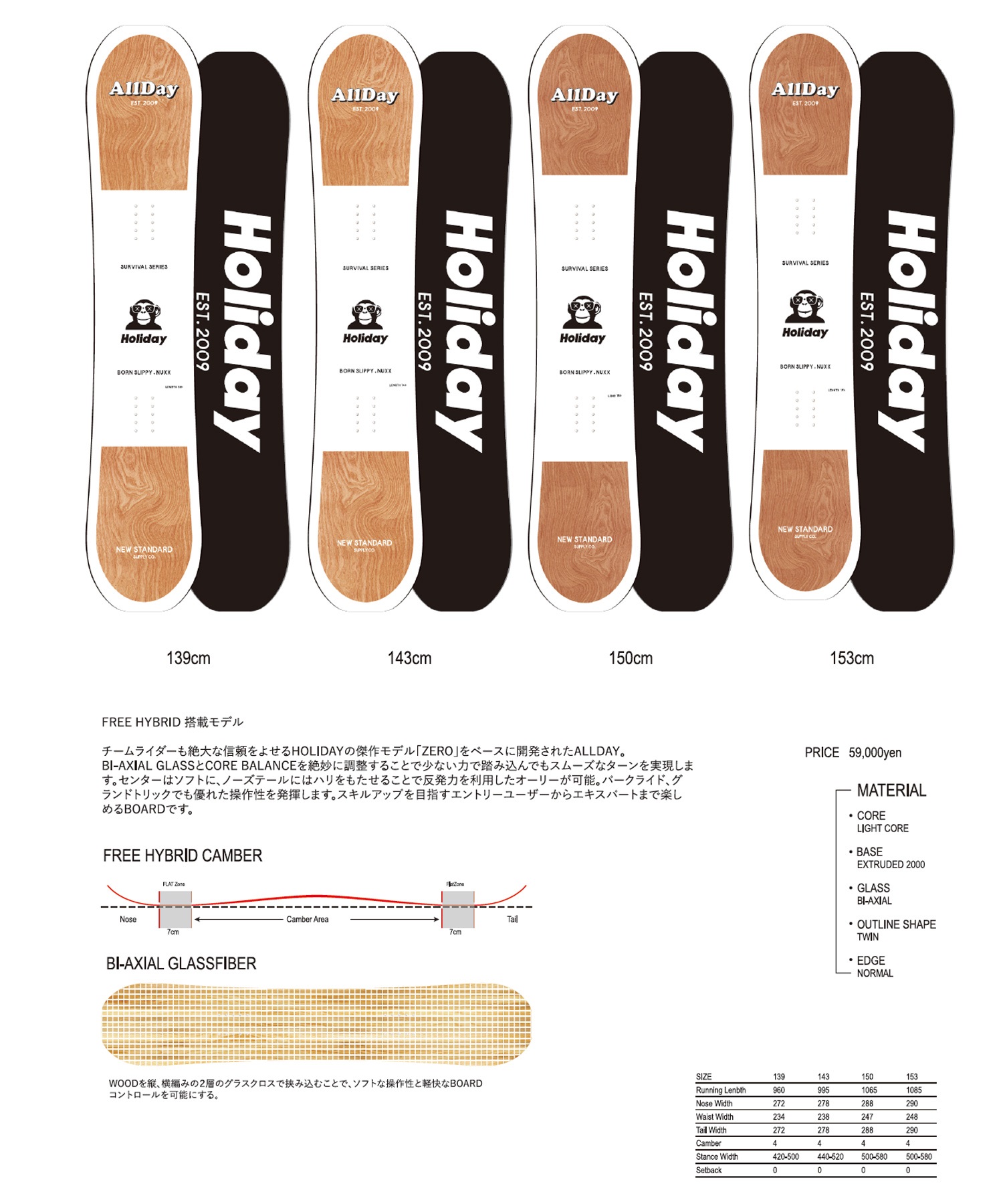 HOLIDAY ホリデー オールデイ スノーボード 板 ユニセックス 25-26 MM