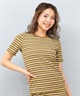 Ungrid アングリッド 水着 レディース ラッシュガード 半袖 Tシャツ ボーダー柄 水陸両用 UVカット 250301(BK-M)