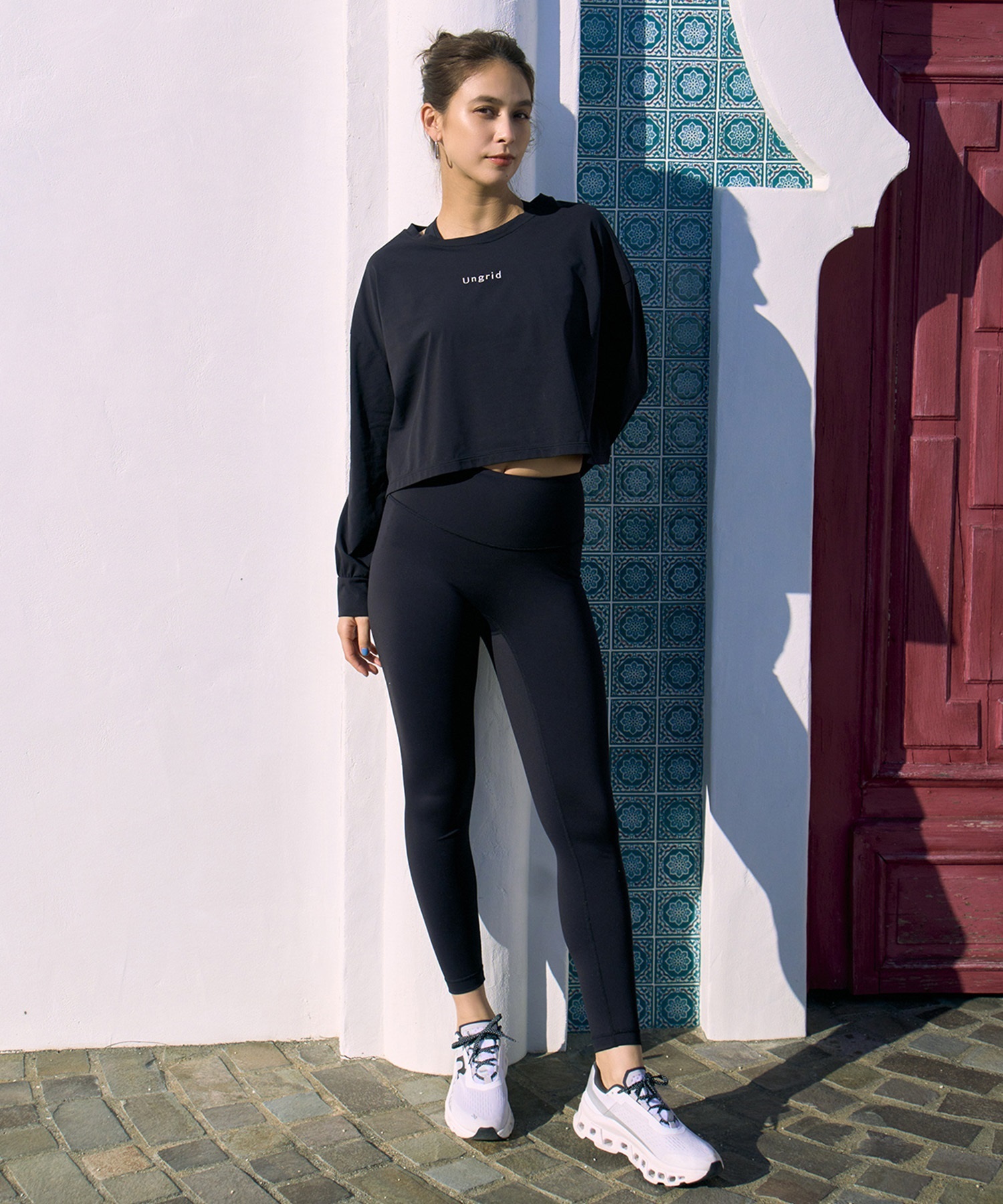 Ungrid アングリッド 水着 レディース ラッシュガード 長袖 Tシャツ ロンT 水陸両用 UVカット 551101(BK-M)