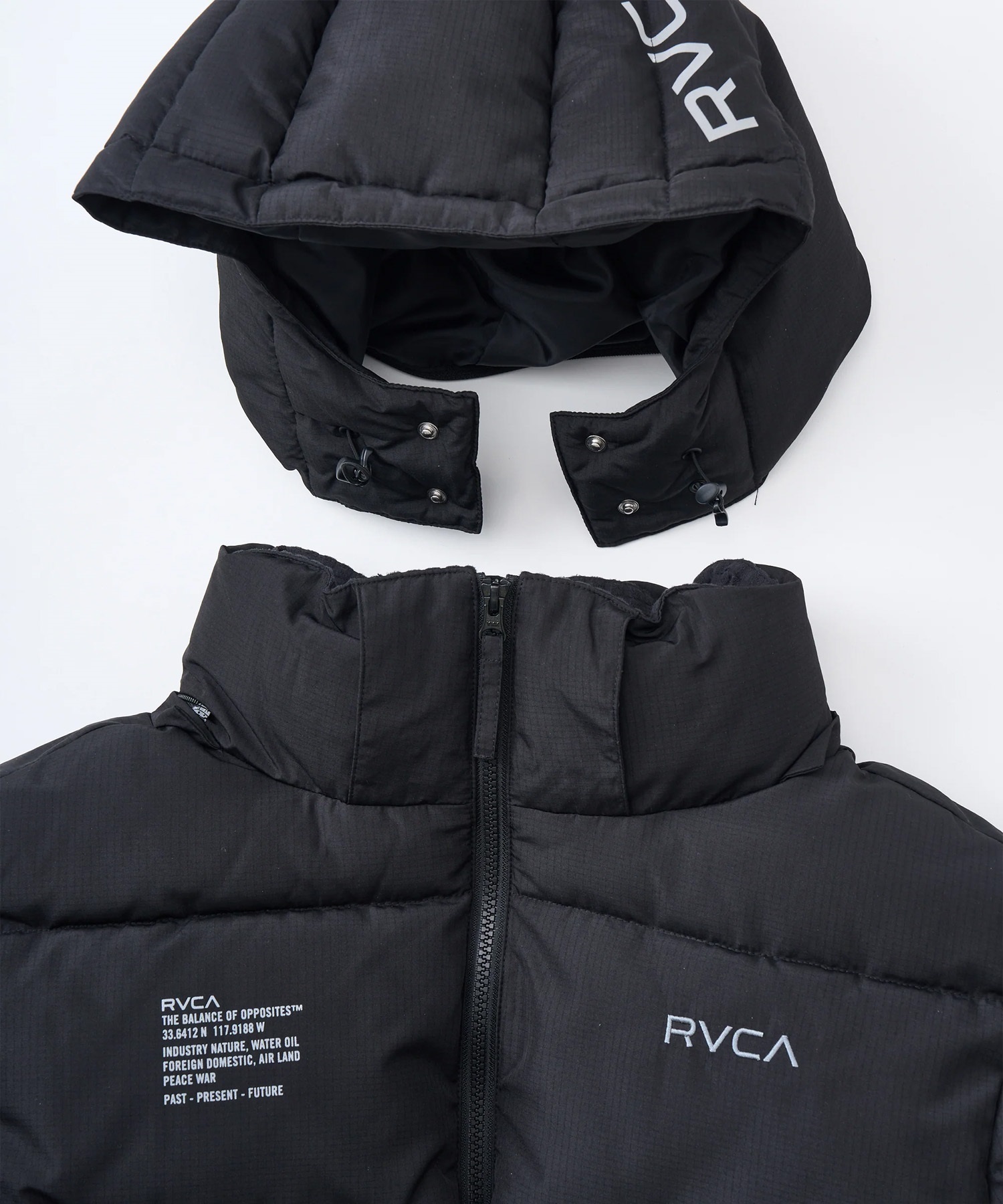 RVCA ルーカ ダウン ジャケット メンズ シンプル バックプリント 中綿