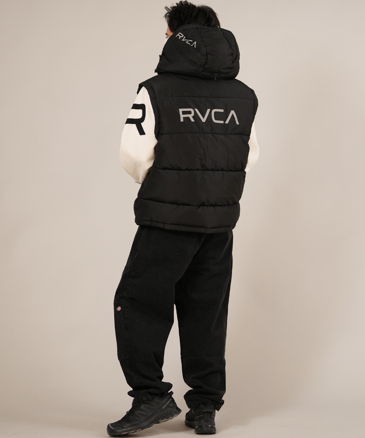 RVCA ルーカ ダウン ベスト メンズ シンプル バックプリント ロゴ