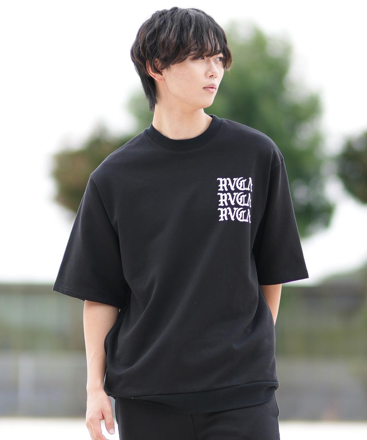 RVCA ルーカ メンズ 半袖 Tシャツ 半袖スウェットTシャツ バックプリント BF041-007(BLK-S)