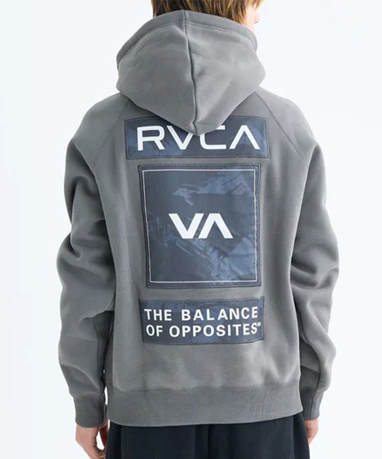 RVCA ルーカ プルオーバー パーカー メンズ バックプリント 裏起毛 THREE BOX RVCA HD BF042-011(BLK-S)