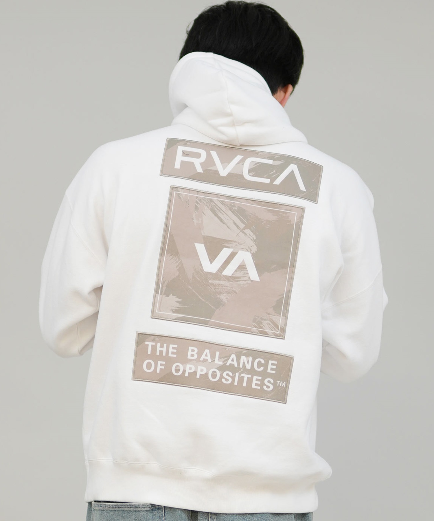 RVCA ルーカ プルオーバー パーカー メンズ バックプリント 裏起毛 THREE BOX RVCA HD BF042-011(BLK-S)
