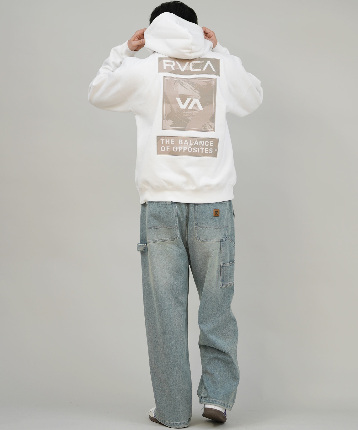 RVCA ルーカ プルオーバー パーカー メンズ バックプリント 裏起毛 THREE BOX RVCA HD BF042-011(BLK-S)