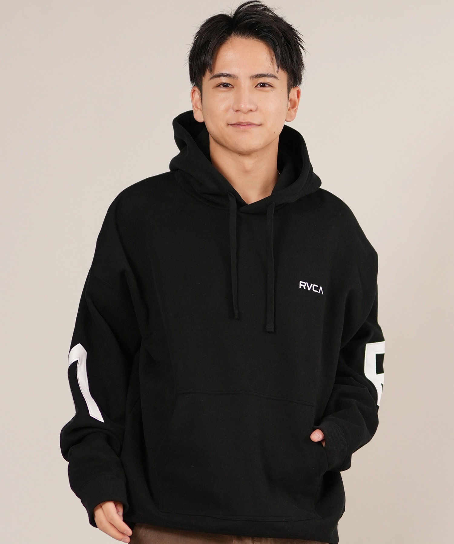 RVCA ルーカ プルオーバー パーカー メンズ バックプリント 裏起毛 BACK SIDE ARCH RVCA HD BF042-015(BLK-S)