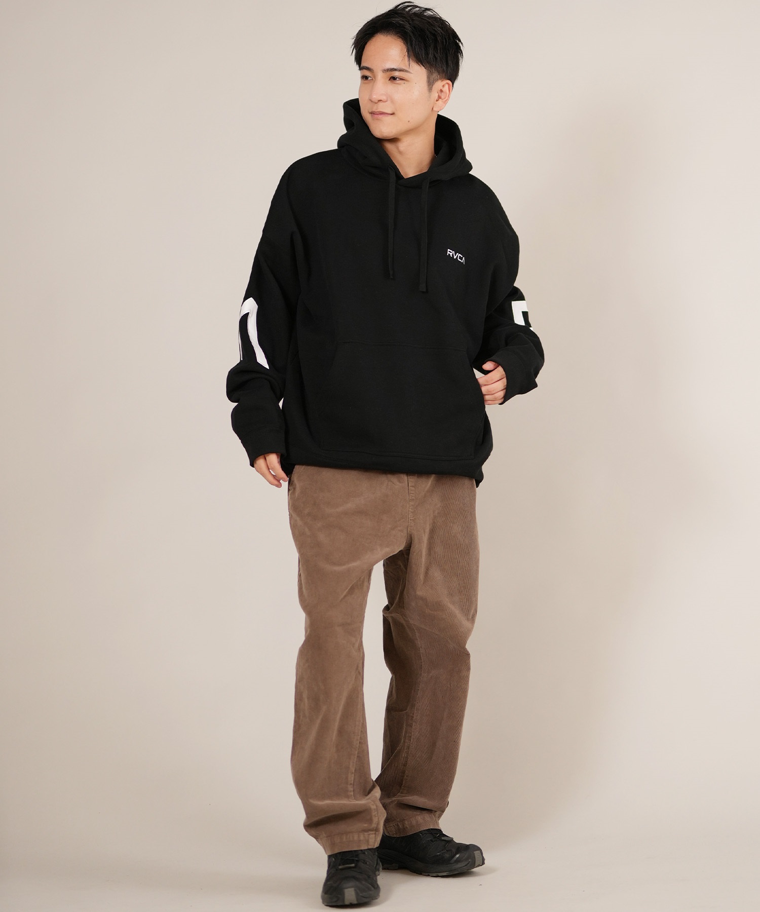 RVCA ルーカ プルオーバー パーカー メンズ バックプリント 裏起毛 BACK SIDE ARCH RVCA HD BF042-015(BLK-S)