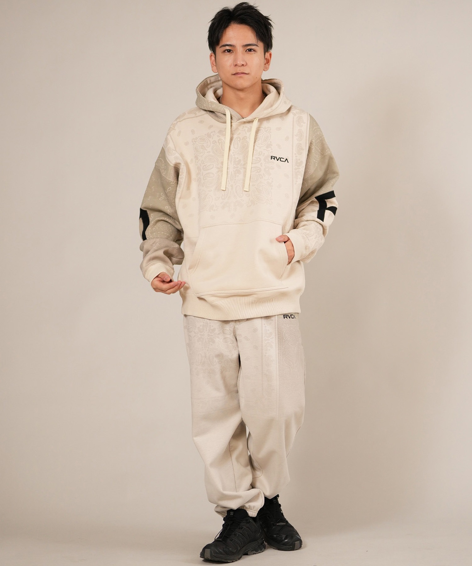 RVCA ルーカ プルオーバー パーカー メンズ バックプリント 裏起毛 BACK SIDE ARCH RVCA HD BF042-015(BLK-S)