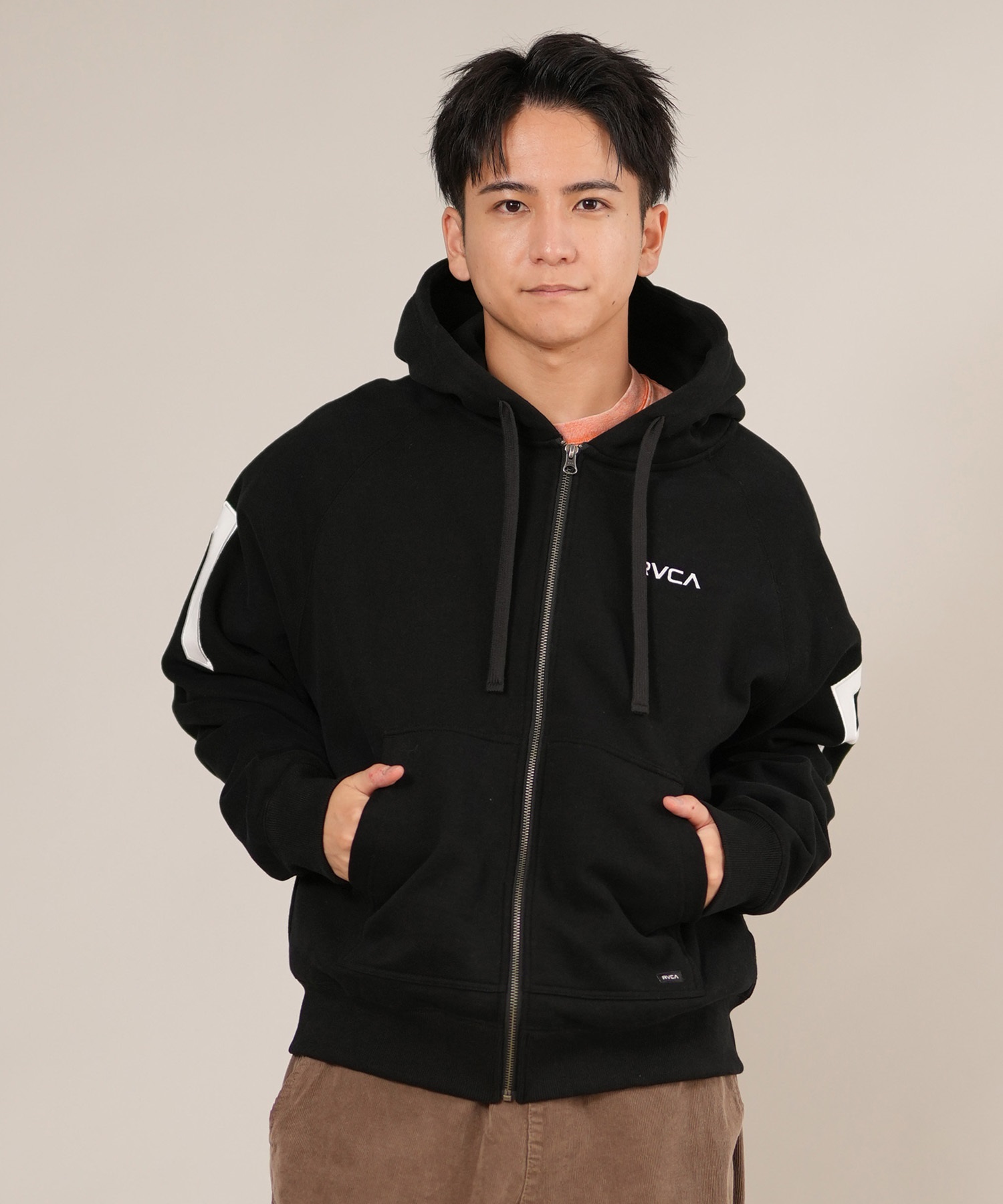 RVCA ルーカ ジップアップ パーカー メンズ ロゴ ARCH BACK SIDE ZIP