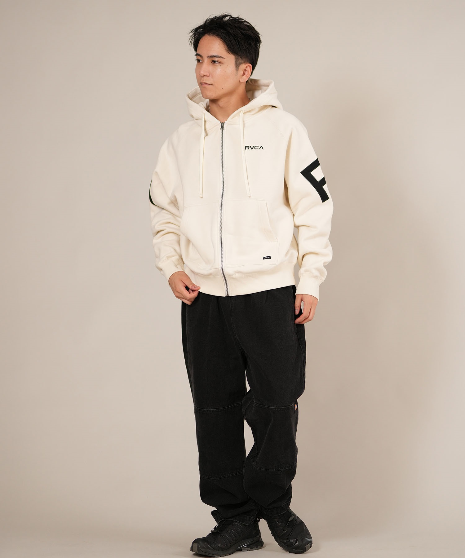 RVCA ルーカ ジップアップ パーカー メンズ ロゴ ARCH BACK SIDE ZIP