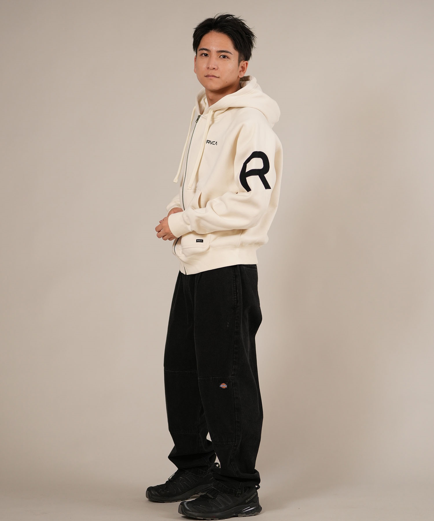 RVCA ルーカ ジップアップ パーカー メンズ ロゴ ARCH BACK SIDE ZIP