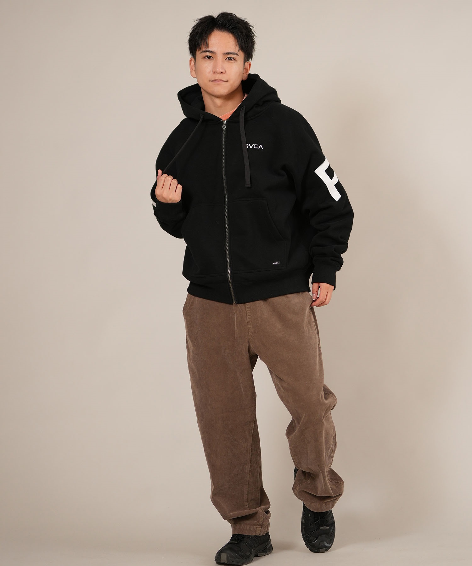 RVCA ルーカ ジップアップ パーカー メンズ ロゴ ARCH BACK SIDE ZIP