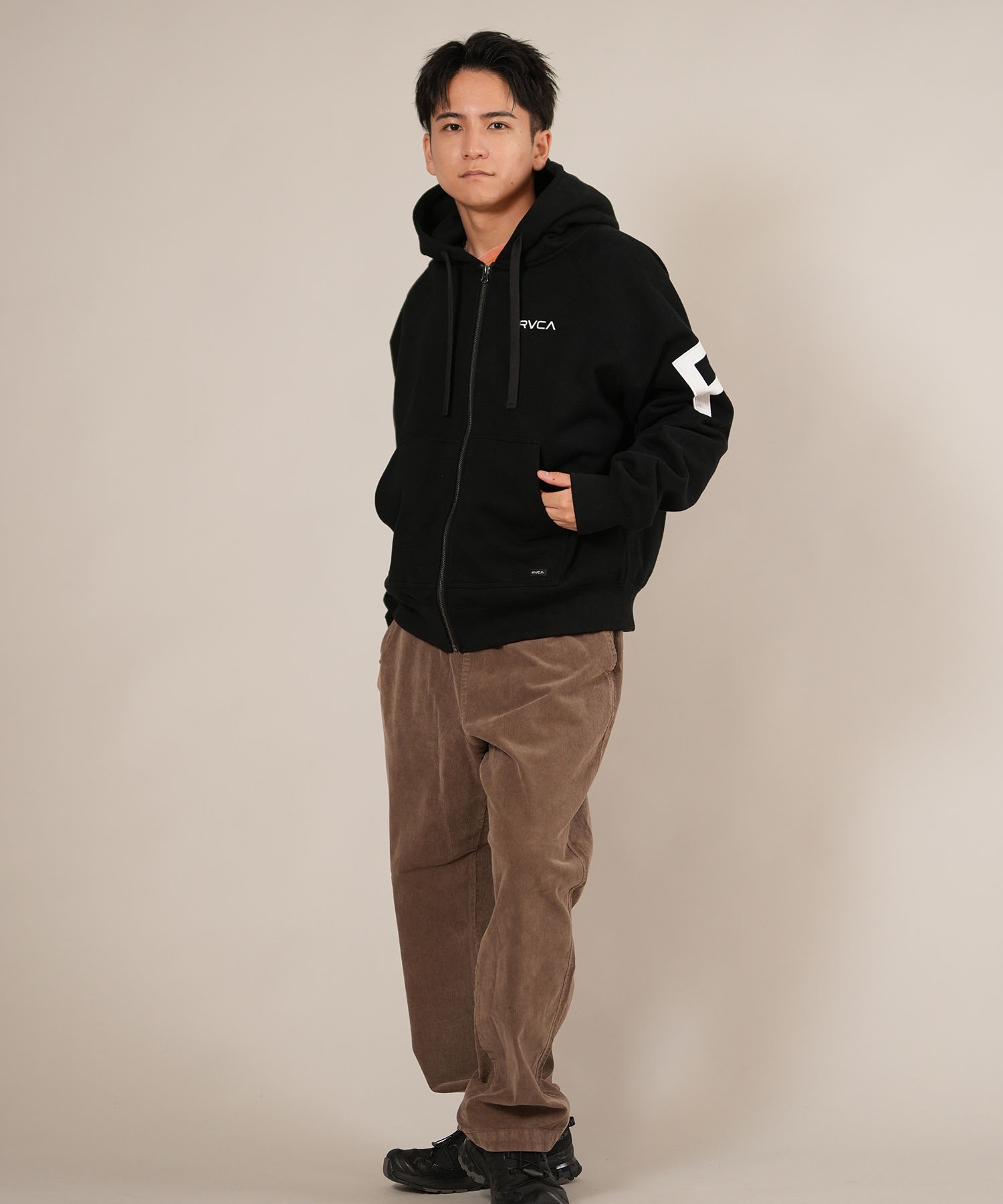 RVCA ルーカ ジップアップ パーカー メンズ ロゴ ARCH BACK SIDE ZIP