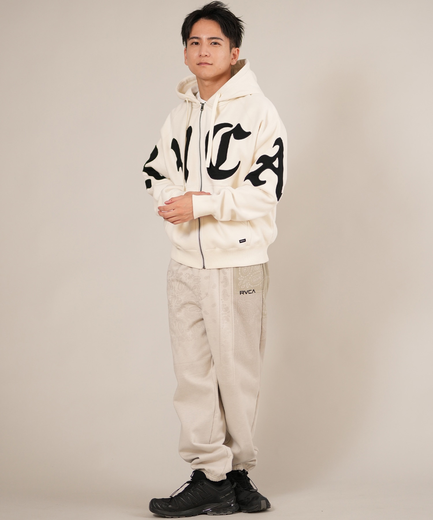 RVCA ルーカ ジップアップ パーカー メンズ 裏起毛 ロゴ WORLD WIDE ZIP HD BF042-020(ANW-S)