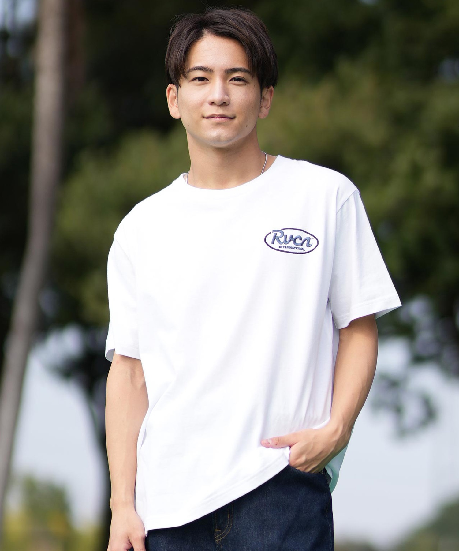 RVCA ルーカ 半袖 Tシャツ メンズ バックプリント RANCH SCRIPT SS BF041-256(WHT-S)