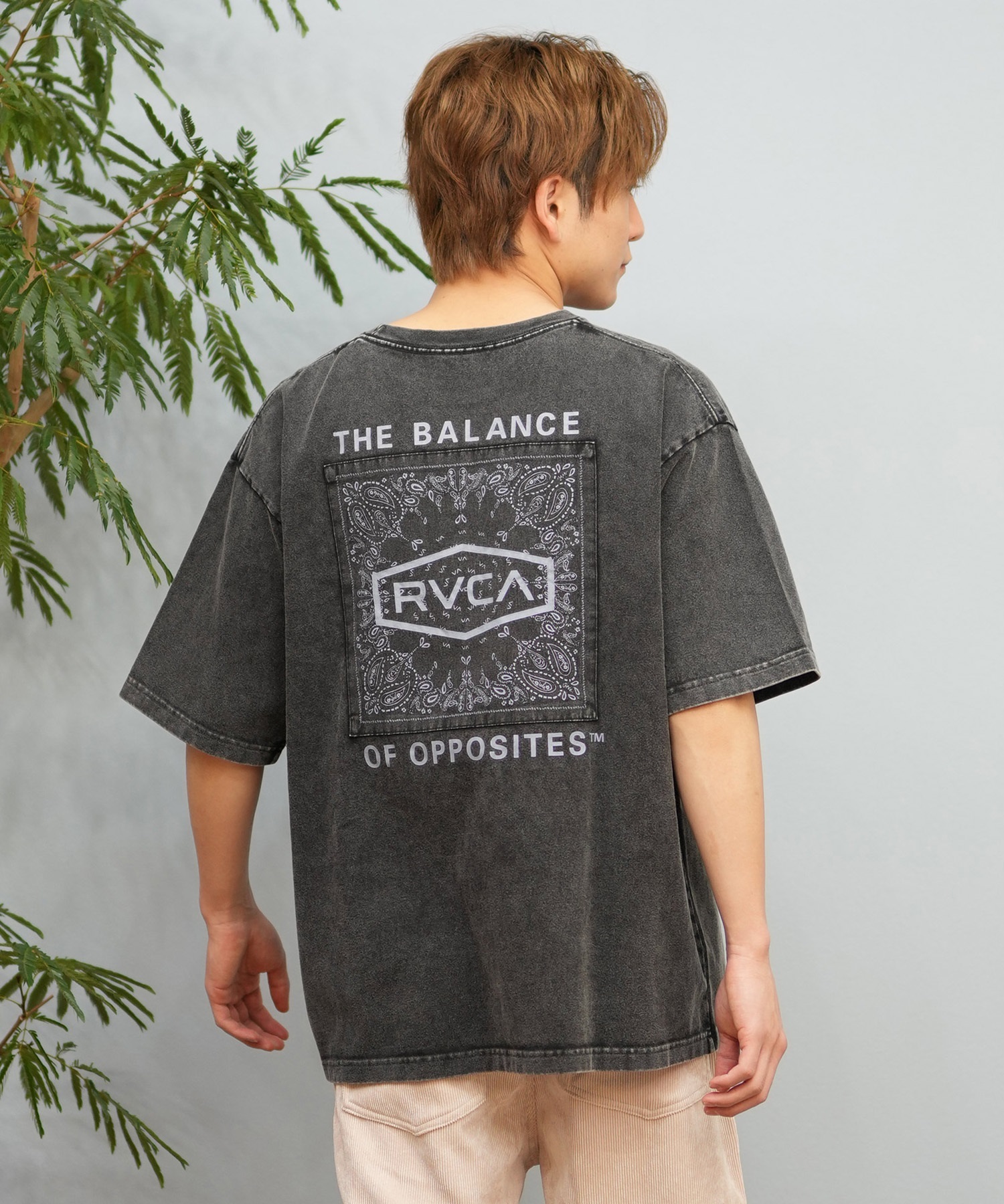 RVCA ルーカ 半袖 Tシャツ メンズ バックプリント BOXロゴ バンダナ柄 BF041-P20(WHT-S)